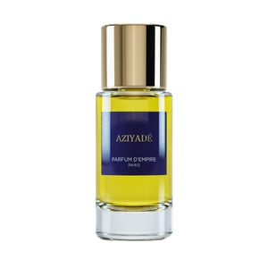Parfum d'Empire - Aziyadé Duftöl mit klarem Glasflakon und goldfarbenem Verschluss vor weißem Hintergrund
