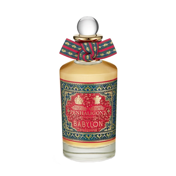 Penhaligon's - Trade Routes - Babylon Flakon mit goldfarbenem Deckel, verziertem Etikett und dekorativer Schleife am Hals