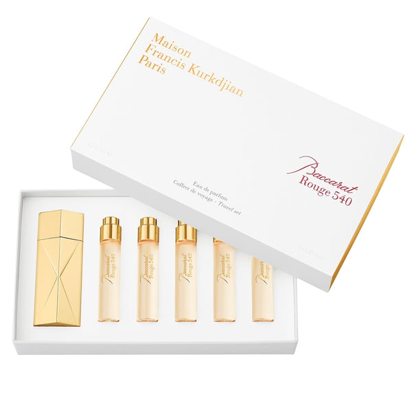 Maison Francis Kurkdjian Paris - Baccarat Rouge 540 - Travel Set mit fünf goldenen Zerstäubern in weißer Verpackung