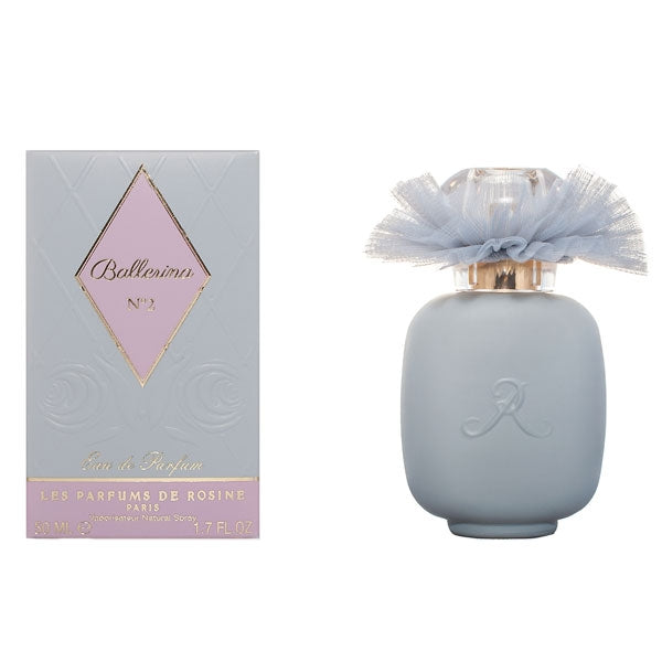 Parfums de Rosine - Ballerina No. 2 grauer Flakon mit zartem Tüllkragen und Verpackung auf weißem Hintergrund