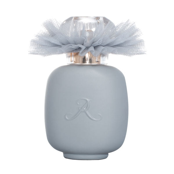 Parfums de Rosine - Ballerina No. 2 matt grauer Flakon mit zartem Tüllkragen und transparentem Verschluss vor weißem Hintergrund