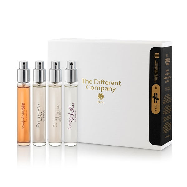 The Different Company - Bestseller - Travelset Refill mit vier eleganten Parfumzerstäubern in weißer Aufbewahrungsbox