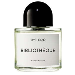 Byredo - Bibliothèque Parfumflakon mit klaren Linien und schlichtem Etikett vor weißem Hintergrund