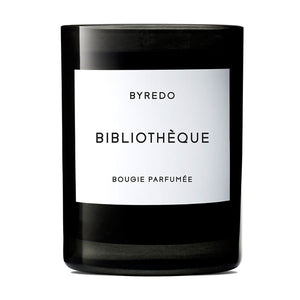 Byredo - Bougie Parfumée - Bibliothèque elegante Duftkerze im schwarzen Glas mit schlichtem Etikett im modernen Design