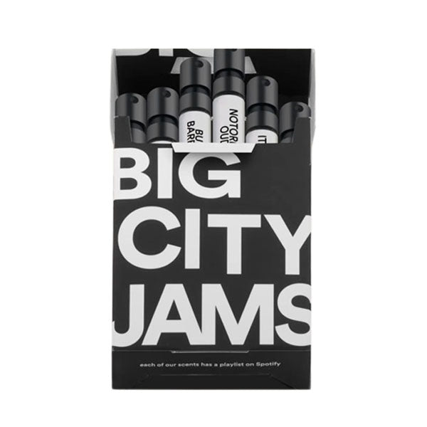 D.S. & Durga - Big City Jams - Discovery Set mit schwarzen Sprühflaschen im offenen Karton mit weißer Großschrift