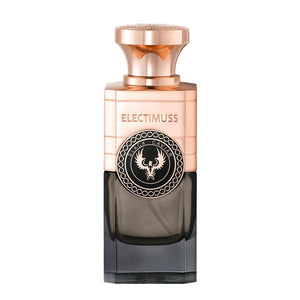 Electimuss - Black Caviar Flakon mit roségoldenem Verschluss und dunklem Glas in klarer, eleganter Formgebung
