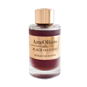 ArteOlfatto - Black Hashish Parfumflakon mit strukturiertem Glas und goldfarbenem Verschluss vor weißem Hintergrund