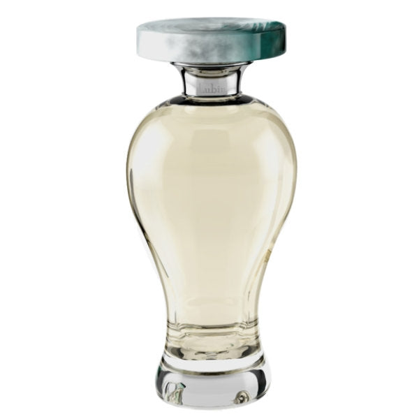Lubin - Black Jade Parfumflakon aus transparentem Glas mit elegantem, grauem Marmordeckel und hellem Duftölfüllstand