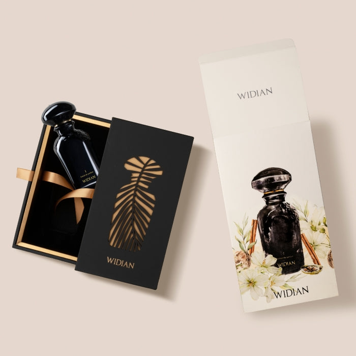 Widian - Black Collection - Black I edler schwarzer Flakon mit luxuriöser Verpackung und floral-orientalischem Design