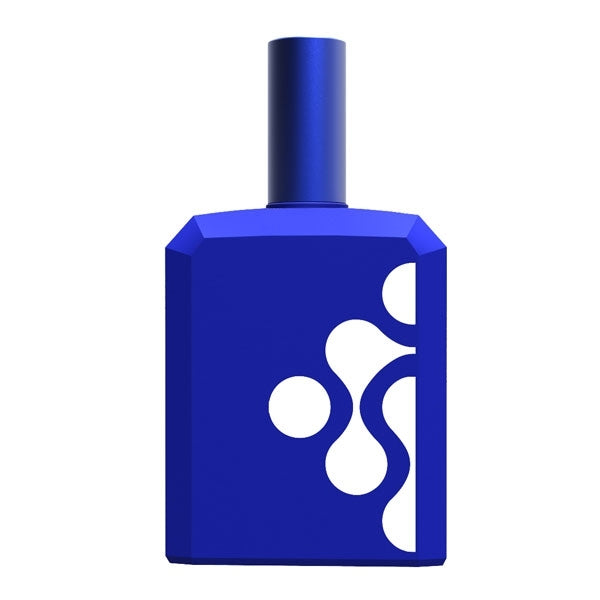 Histoires de Parfums - This is not a Blue Bottle 1.4 blauer Flakon mit abstraktem weißem Muster vor weißem Hintergrund