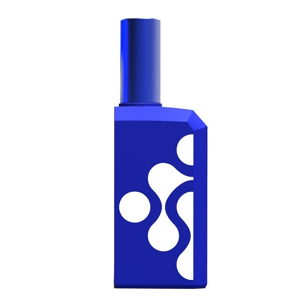 Histoires de Parfums - This is not a Blue Bottle 1.4 blauer Flakon mit weißem abstraktem Muster vor weißem Hintergrund