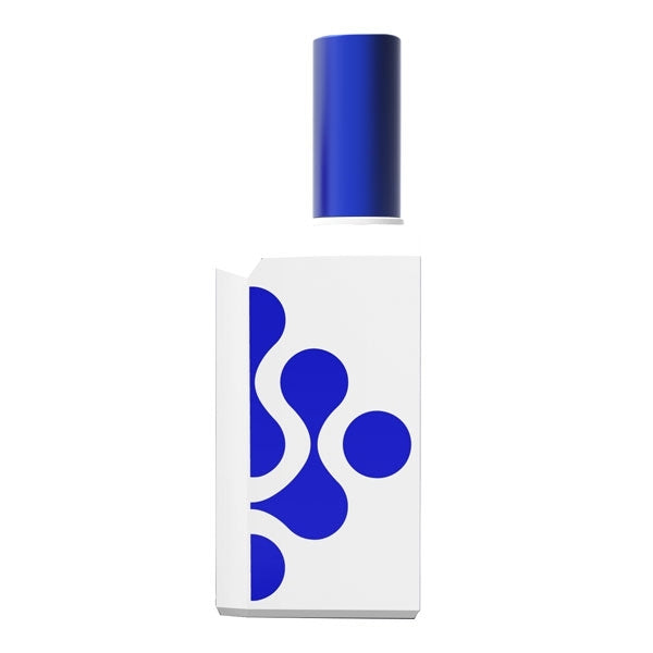 Histoires de Parfums - This is not a Blue Bottle 1.5 weißer Flakon mit blauem organischem Muster und blauem Verschluss vor weißem Hintergrund