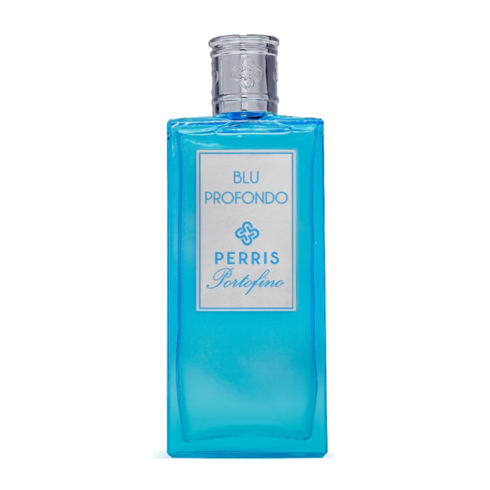 Perris Monte Carlo - Portofino - Blu Profondo blauer rechteckiger Flakon mit silbernem Verschluss und elegantem Etikett