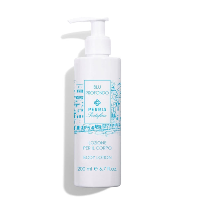 Perris Portofino - Blu Profondo - Body Lotion in weißem Spender mit maritimem Design für geschmeidige Haut und Frischegefühl