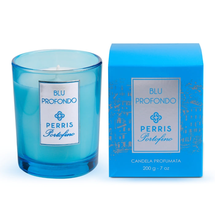 Perris Monte Carlo - Portofino - Blu Profondo - Duftkerze in blauem Glas mit frischer und strahlender Ausstrahlung