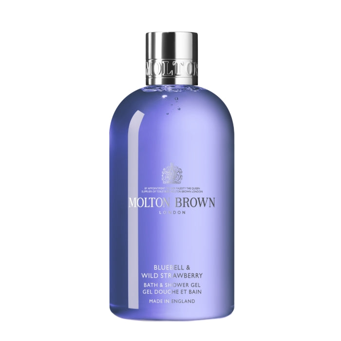 Molton Brown - Bluebell & Wild Strawberry Bath & Shower Gel in transparenter Flasche mit silbernem Verschluss