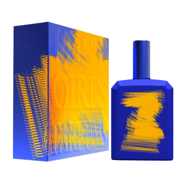 Histoires de Parfums - This is not a Blue Bottle 1.7 Parfumflakon in intensivem Blau mit goldgelber abstrakter Grafik