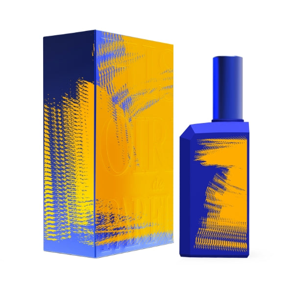 Histoires de Parfums - This is not a Blue Bottle 1.7 Flakon und Verpackung in intensivem Blau mit leuchtend gelben Akzenten