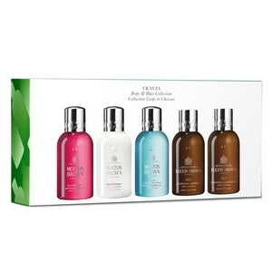 Molton Brown - The Body & Hair Travel Collection mit fünf verschiedenen Luxusdüften in kompakten Flakons im Geschenkset