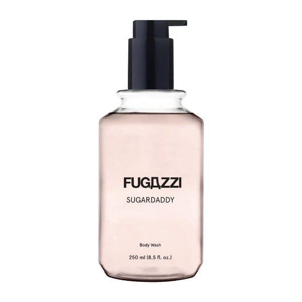 Fugazzi - Sugardaddy - Bodywash in klarem Flakon mit schwarzem Spender, süßer Duft mit charaktervoller Note