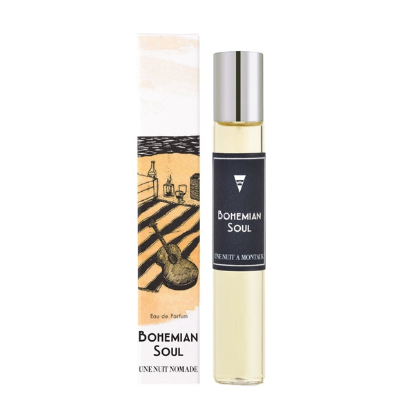 Une Nuit Nomade - Une Nuit a Montauk - Bohemian Soul Parfum mit stilvollem schwarz-beigem Design und silberner Kappe