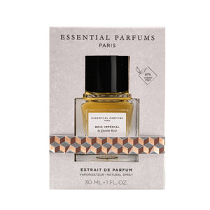 Essential Parfums - Bois Impérial - Extrait de Parfum mit goldgelbem Inhalt und schwarzem Verschluss in elegantem Design