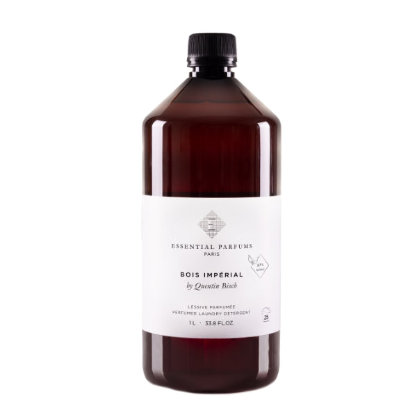 Essential Parfums - Bois Impérial - Laundry Detergent in brauner Flasche mit weißem Etikett für duftende Wäschepflege