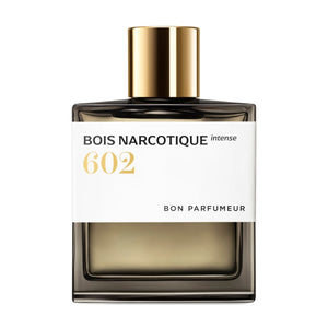 Bon Parfumeur - Les Extraits - 602 Bois Narcotique Intense Flakon mit goldenem Verschluss und klarem Etikett vor weißem Hintergrund