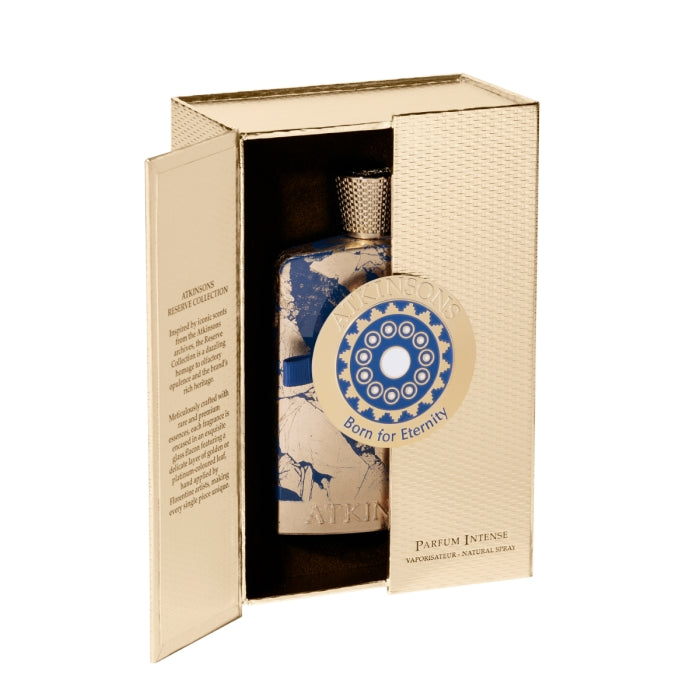 Atkinsons 1799 - Born for Eternity Parfum Intense in eleganter goldener Box mit antik anmutendem blauem Flakon