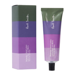 Paul Smith - Botanist - Hand Lotion in grün-lila Tube mit schwarzem Drehverschluss und passender Verpackung für gepflegte Hände