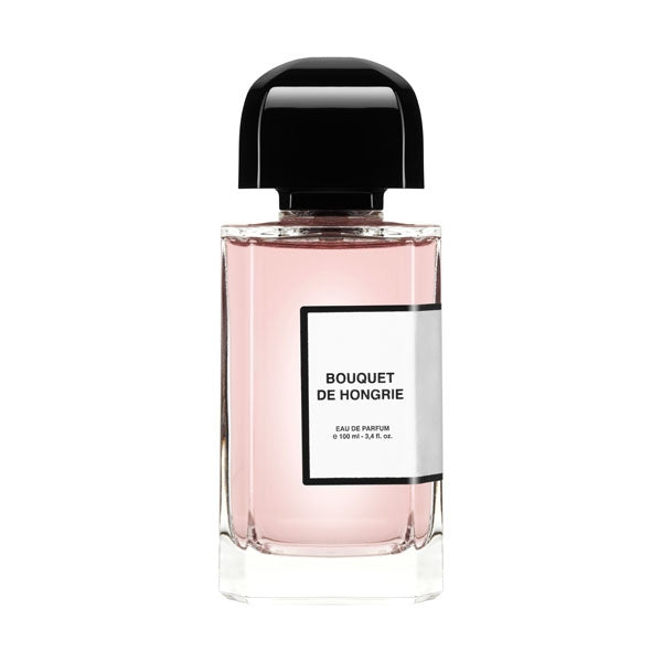bdk Parfums - La Collection Parisienne - Bouquet de Hongrie Parfumflakon mit zartrosa Inhalt und schwarzem Deckel vor weißem Hintergrund