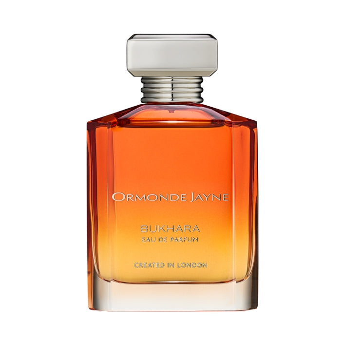 Ormonde Jayne - Bukhara Parfümflakon mit verlaufendem Orange auf klarem Hintergrund in elegantem Design