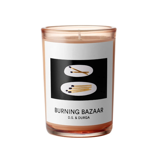 D.S. & Durga - Burning Bazaar - Duftkerze mit minimalistischer Verpackung und Streichholzmotiv im transparenten Glasgefäß