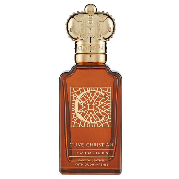 Clive Christian - C - Woody Leather Parfumflakon mit bernsteinfarbenem Glas und vergoldetem, kunstvollem Verschluss