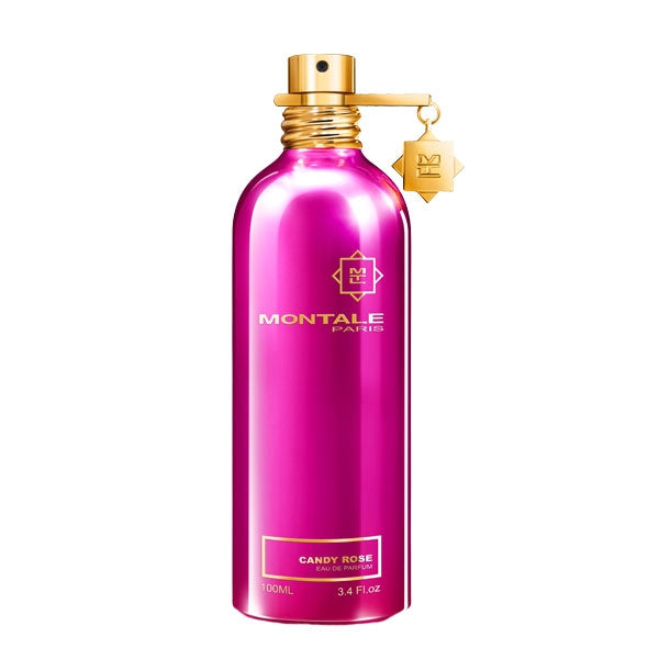 Montale - Candy Rose Parfumflakon in strahlendem Pink mit goldfarbenem Verschluss und edlem Design präsentiert