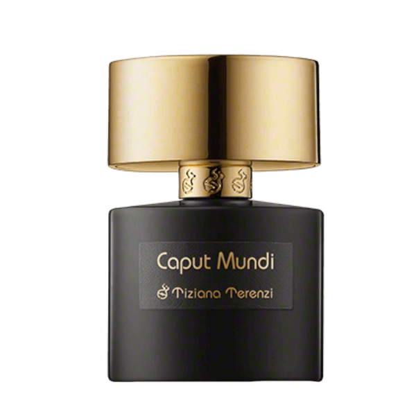 Tiziana Terenzi - Luna Collection - Caput Mundi Parfumflakon in mattem Schwarz mit goldenem, rundem Deckel elegant gestaltet