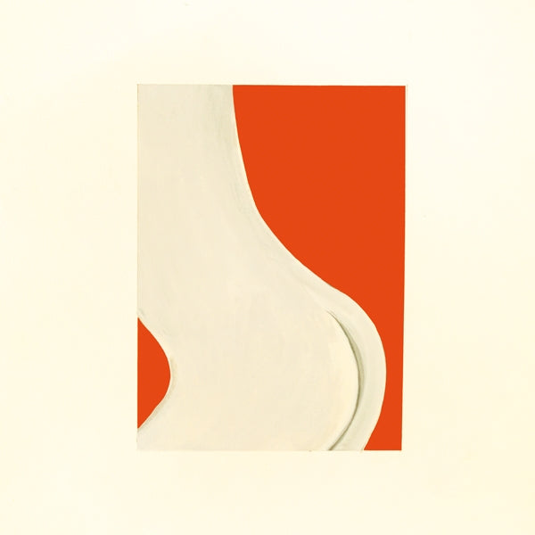 Frédéric Malle - Carnal Flower minimalistische Illustration einer geschwungenen weißen Form vor orangerem Hintergrund