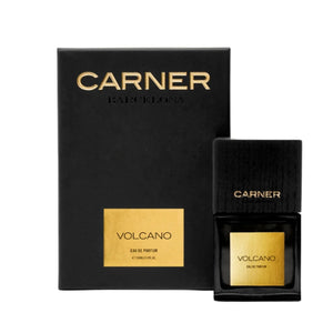 Carner Barcelona - Black Collection - Volcano Parfümflakon und elegante schwarze Verpackung mit goldfarbenem Label