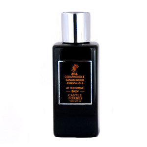 Castle Forbes - Cedarwood and Sandalwood After Shave Balm in edler schwarzer Flasche für beruhigte Haut nach der Rasur