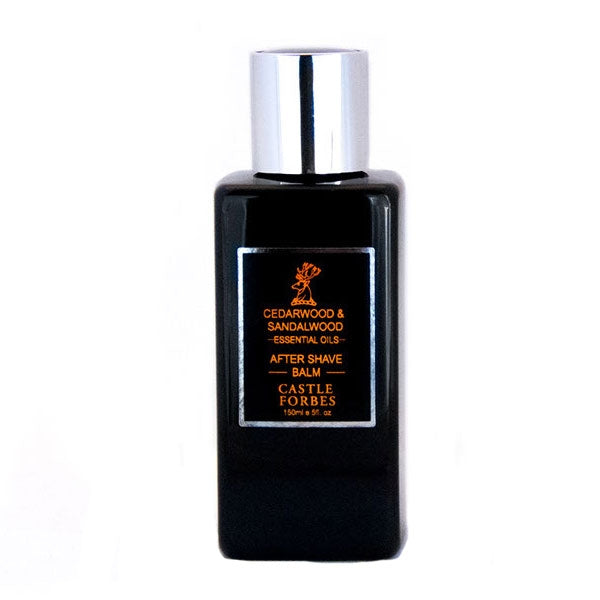 Castle Forbes - Cedarwood and Sandalwood After Shave Balm in edler schwarzer Flasche für beruhigte Haut nach der Rasur