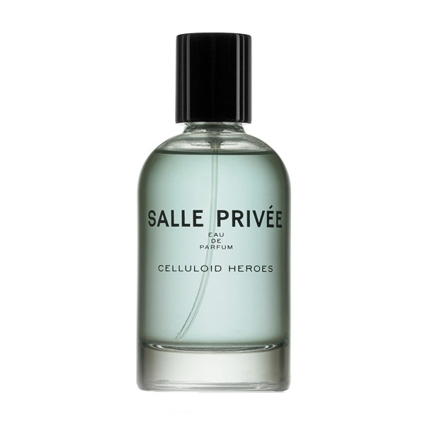 Salle Privée - Celluloid Heroes Parfumflakon mit klarem, minimalistischen Design und schwarzem Verschluss vor weißem Hintergrund