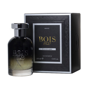 Bois 1920 - Trasparenti - Centenario Flakon mit Farbverlauf und passender schwarzer Geschenkbox vor weißem Hintergrund