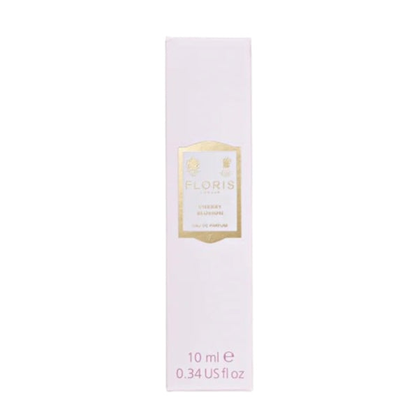 Floris - Cherry Blossom zarte, pastellrosa Verpackung mit goldfarbenem Label und filigranem Design für Eau de Parfum Miniatur