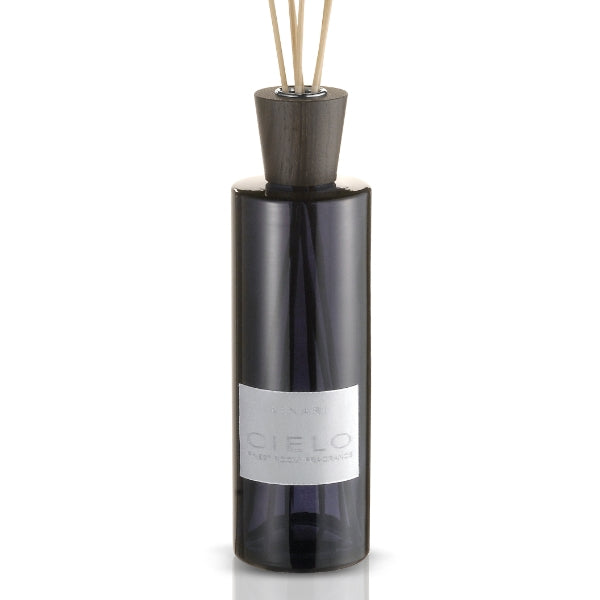 LINARI - Cielo - Diffusor mit dunkler Glasflasche, Holzverschluss und Duftkomposition aus Zedernholz, Rosenholz und Bergamotte