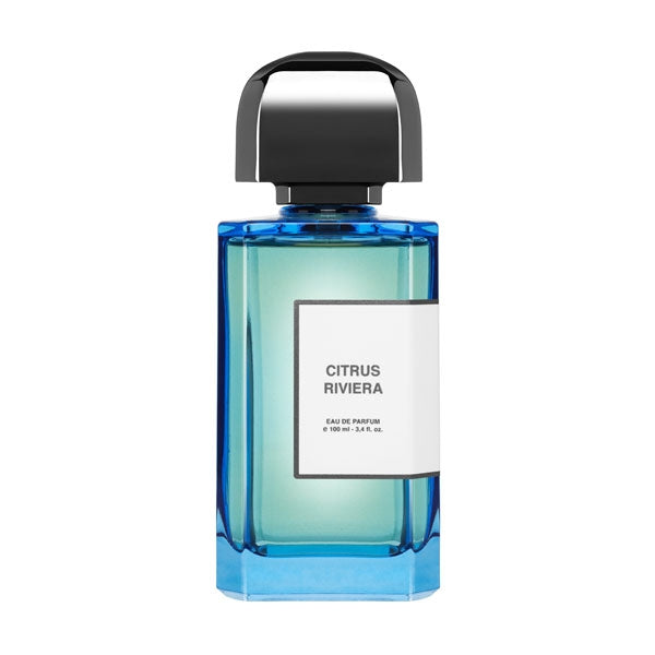 bdk Parfums - Collection Azur - Citrus Riviera blauer Flakon mit klarer Flüssigkeit und schlichtem weißen Etikett