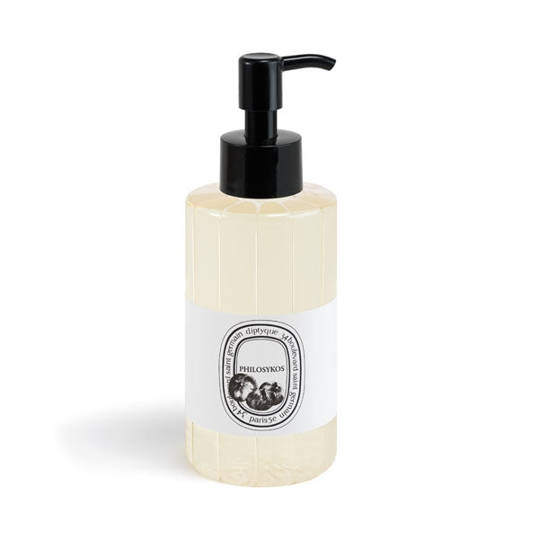 Diptyque - Philosykos - Cleansing Hand & Body Gel in transparenter Flasche mit schwarzem Pumpspender auf weißem Hintergrund