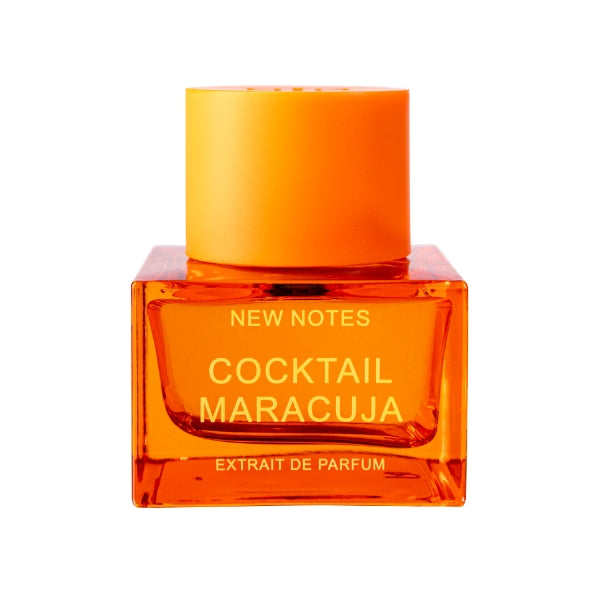 New Notes - Contemporary Blend Collection - Cocktail Maracuja zeigt orangefarbigen, quadratischen Flakon mit schlichtem Deckel