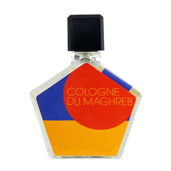 Andy Tauer - Cologne du Maghreb Parfumflakon mit geometrischem Design in Rot, Blau und Gelb und schwarzem Verschluss