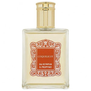 Il Profumo - Coquelicot Parfumflakon mit goldfarbenem Verschluss und elegantem orangeroten Etikett vor weißem Hintergrund