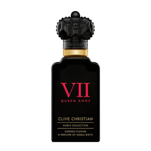 Clive Christian - Noble Collection - Cosmos Flower Parfumflakon in elegantem Schwarz mit goldfarbenen Details vor weißem Hintergrund